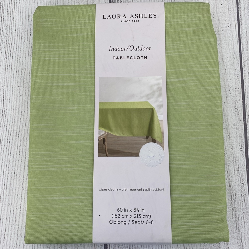 Laura Ashley Tablecloth 60x84 Lime Green Easy Care Indoor Outdoor Spring Summer